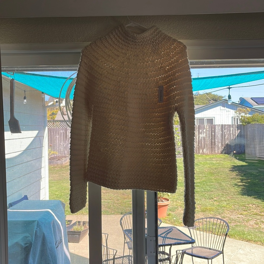 Cream hand knit high neck sweater